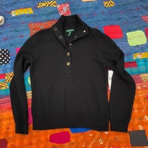 Chunky black Ralph Lauren pullover sweater, Large